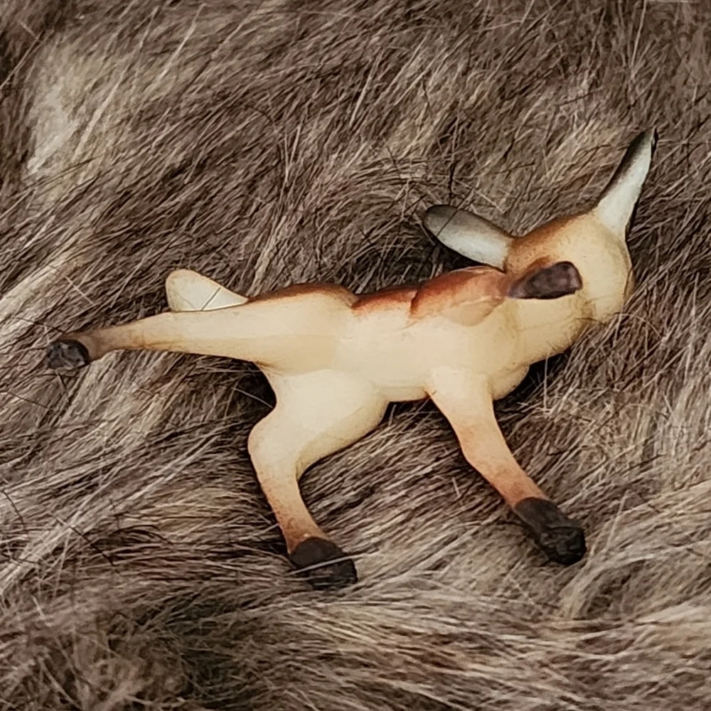 Vintage Celluloid Deer Doe Fawn Blow Mold Hand Painted Figurine Cute Miniature